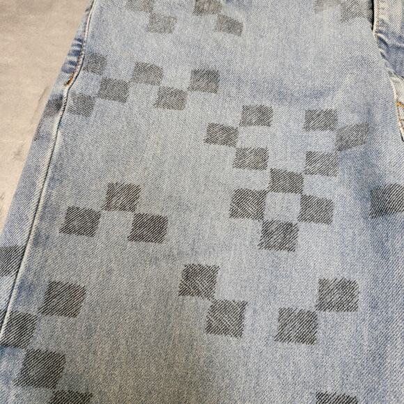 Levis 511 Jeans Mens 33x30 Light Wash Slim Fit Stretch Checkered Pixel Print - Picture 6 of 11